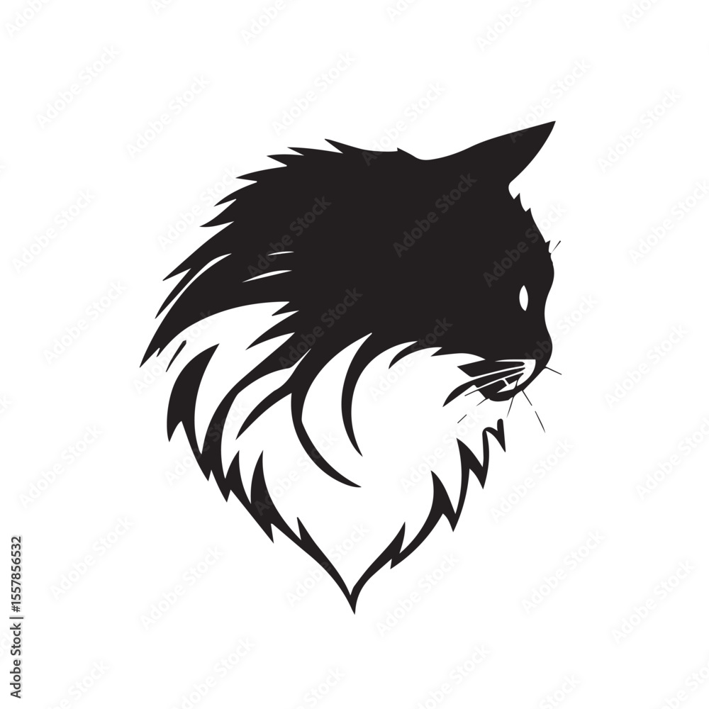 Obraz premium Cat head silhouette. Cat silhouette icon. Stylized Cat logo. Cat head icon.