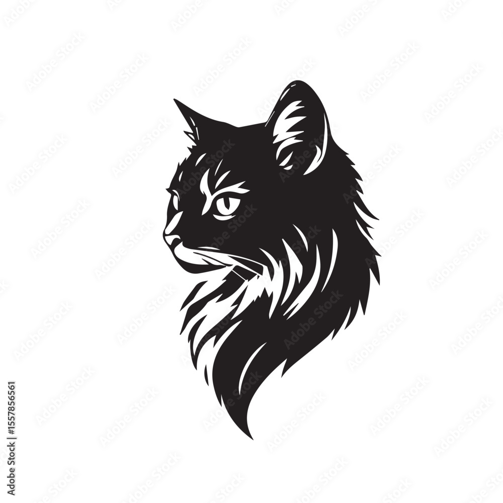 Obraz premium Cat head silhouette. Cat silhouette icon. Stylized Cat logo. Cat head icon.