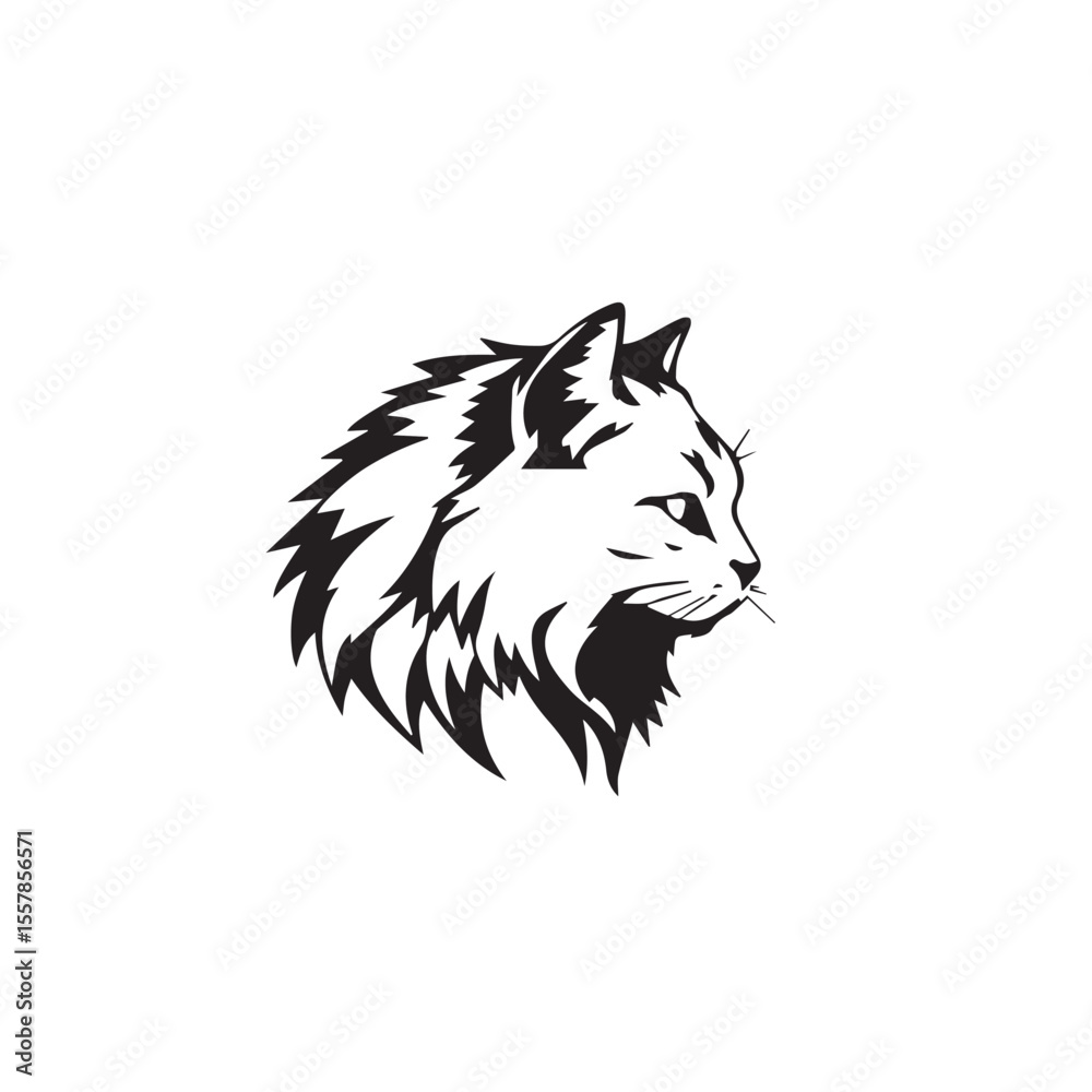Fototapeta premium Cat head silhouette. Cat silhouette icon. Stylized Cat logo. Cat head icon.