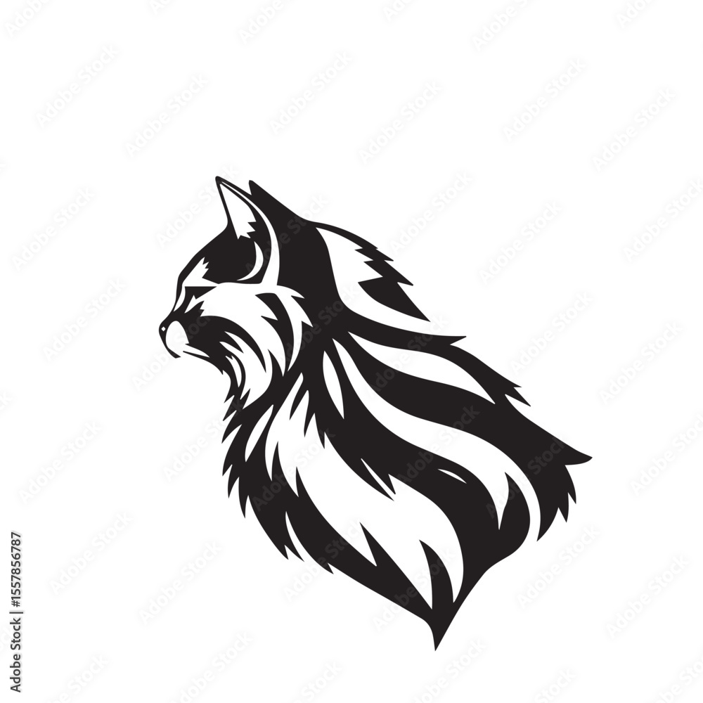 Obraz premium Cat head silhouette. Cat silhouette icon. Stylized Cat logo. Cat head icon.