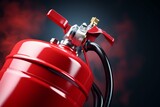 Shiny red fire extinguisher is ready for use, providing safety and protection against fire hazards
