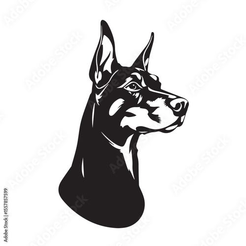 Dobermann Dog silhouette on white background. Dog silhouette icon. Stylized Dog logo. Dog silhouette vector design.