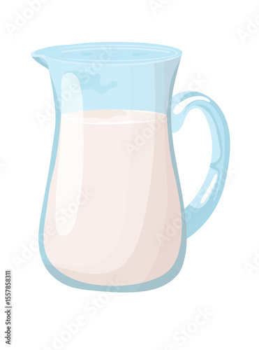 Milk in a decanter. Flat vector clipart, illustration with isolated background.