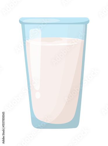 Milk in a glass. Flat vector clipart, illustration with isolated background.