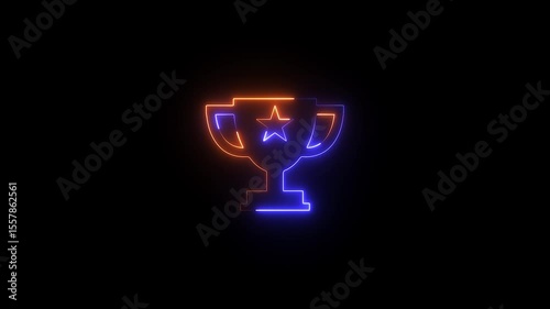 Glowing neon line Award cup icon animation, Winner trophy symbol icon animation.Neon prize cup Award, sport trophy, winner, game reward animation