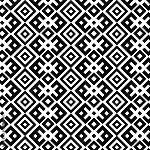 set of seamless geometric patterns, black and white geometric pattern, repeating motif, squares and diamond, smaller black and white segments, pixelated, design, overall effect, symmetrical