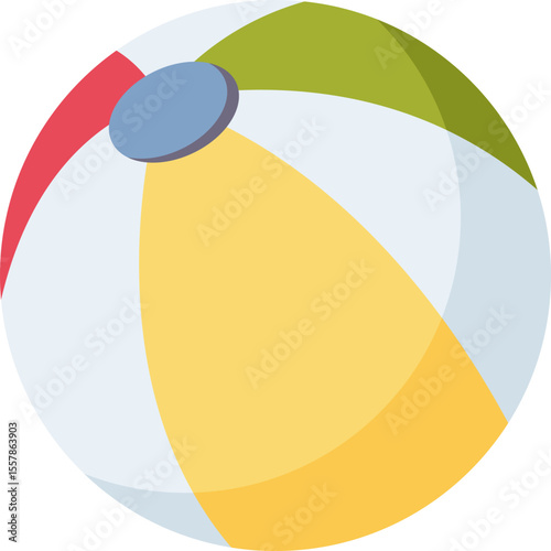 Inflatable beach ball. Swimming pool ball. Ball for playing volleyball or water polo. Hand drawn simple illustration.