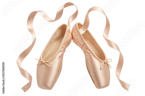 Elegant pink ballet pointe shoes, isolated on transparent background