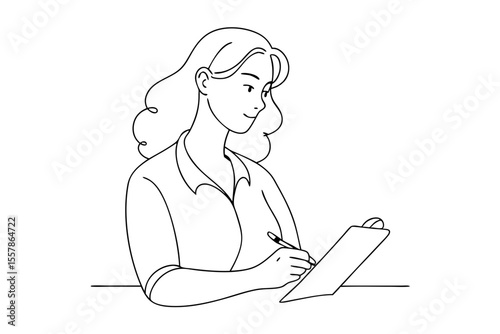 creative line art of woman jotting down notes