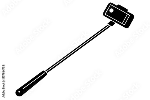 sleek selfie stick line art illustration vector