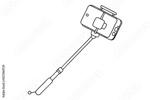 minimalist selfie stick vector line art drawing
