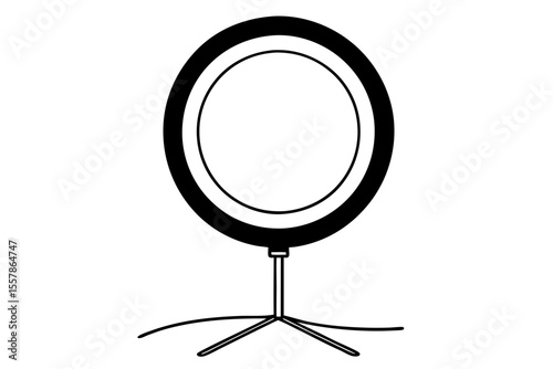detailed ring light with tripod line drawing