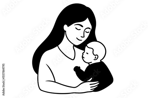 emotional mother baby connection line drawing