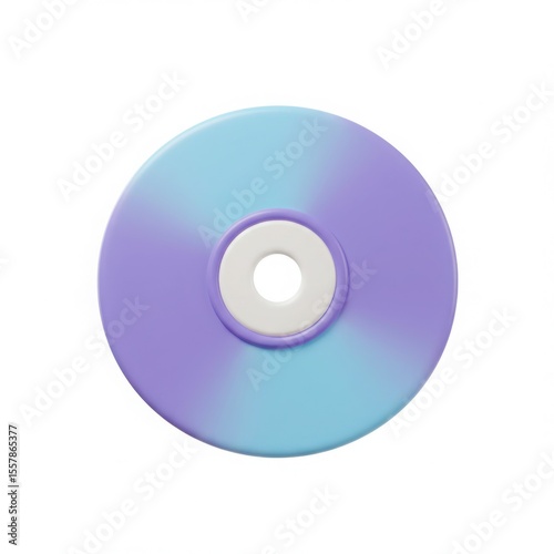 Purple and blue gradient compact disk. Digital storage media representation for data, music, movie or general concepts. 3d isolated render.