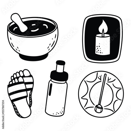 wellness line icons self-care icon holistic Wellness Line Icons sound Bowl Sleep massage candle healthy routine icons wellness product icons vector illustration drink icon set bottle art food can 