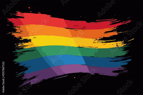 Vector design with decorative drawing of lgbt 
flag of rainbow stripe is fluttering in wind. 
Fashion t-shirt print. Pride proud parade pattern 
for textiles, fabric, clothing.