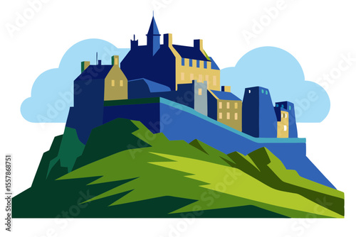 Detailed Edinburgh Castle Artwork for Travel and Scotland Themes
