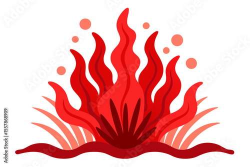 Creative Red Algae Minimalist Vector Artwork for Marine Themes