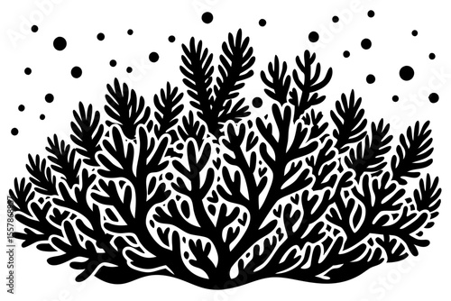 Detailed Vector Art of Clustered Tiny Coral Polyps Underwater