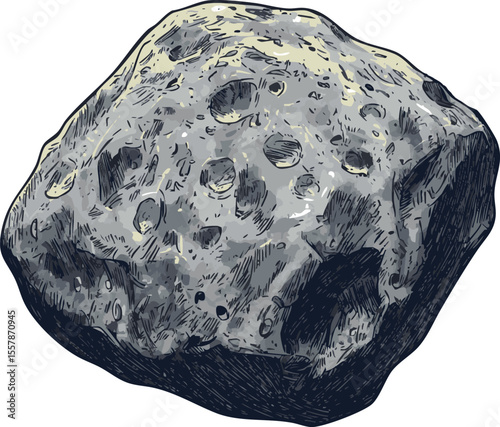 isolated vector illustration of nature stone meteorite	
