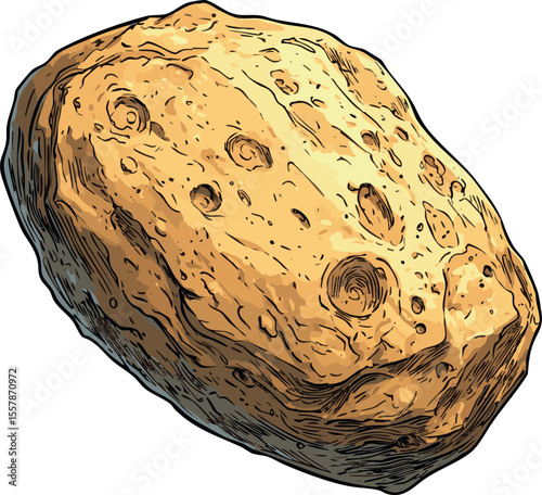 isolated vector illustration of nature stone meteorite	
