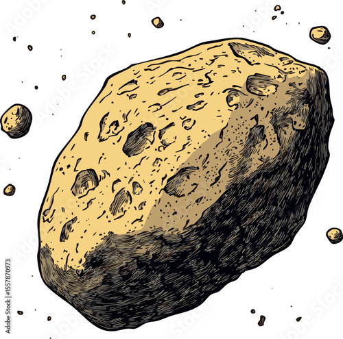 isolated vector illustration of nature stone meteorite	
