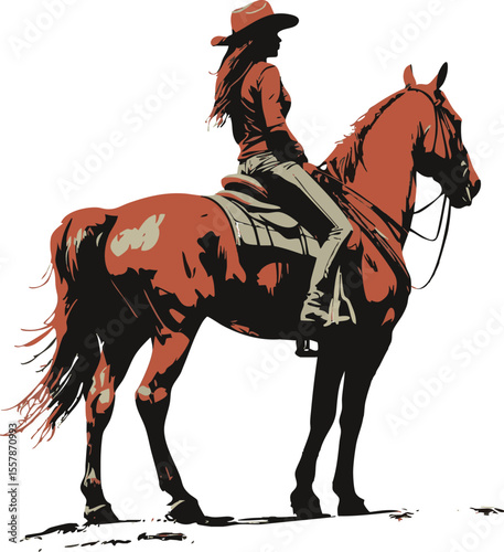 vector illustration of a woman riding horse