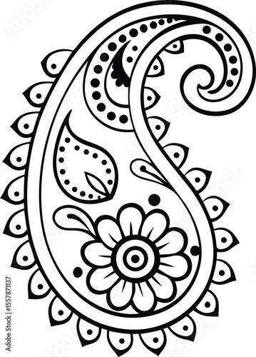 Elegant paisley swirl vector for henna tattoo, mehndi design, textile or decorative art

