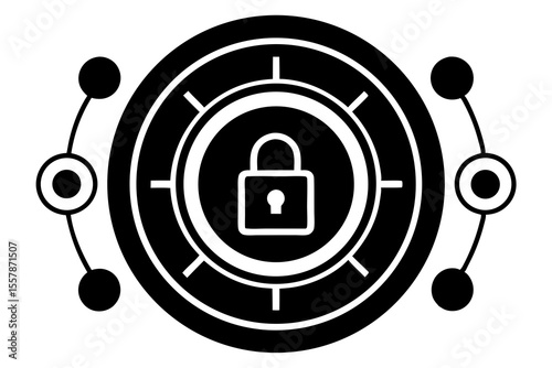 Cybersecurity Padlock Symbol in Circular Tech Design