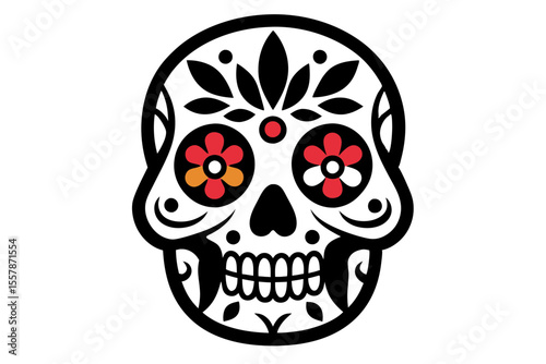 Intricate Calavera Skull Illustration for Festive Posters