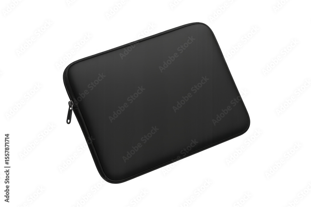 Fototapeta premium Black Laptop Sleeve Isolated on Transparent Background, Protective Tech Accessory