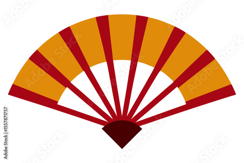 Detailed Japanese Folding Fan Vector Graphic