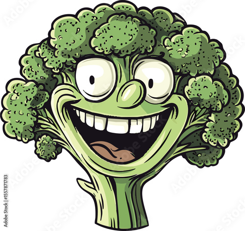 funny cartoon broccoli - vector illustration