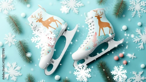 Festive ice skates ready for winter fun!