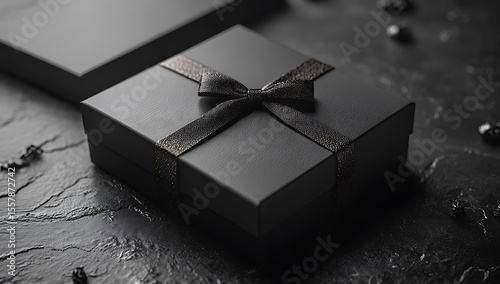 Elegant Black Gift Box Mockup 8K Studio Shot