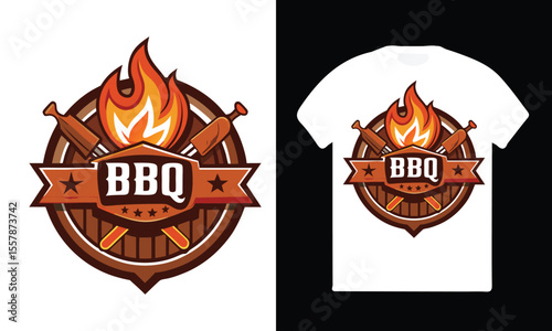 Retro Grill Master T-Shirt Design for BBQ Lovers.