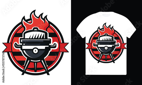Retro Grill Master T-Shirt Design for BBQ Lovers.