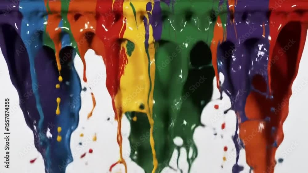 Colorful melted crayons or paint streaks dripping down in artistic abstract background
