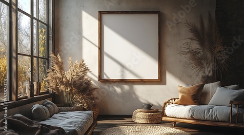 Bohemian Interior Mockup  8K Ultra Realistic Frame