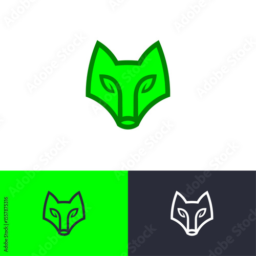 Bold Fox Logo with Leaf Eye – Strong Eco-Tech Identity with Nature Symbolism