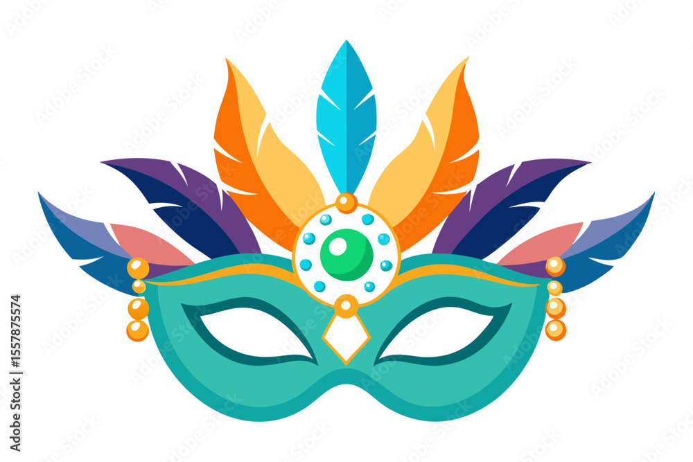 Obraz premium Artistic Festival Mask with Feather Details and Sparkling Gems