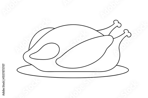 Minimalist Roasted Turkey Line Illustration for Holiday Prints