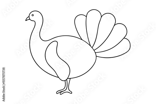 Elegant Turkey Line Illustration Perfect for Thanksgiving Crafts