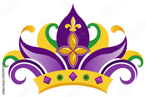 Vintage Mardi Gras Crown Illustration for Royalty Theme Graphics