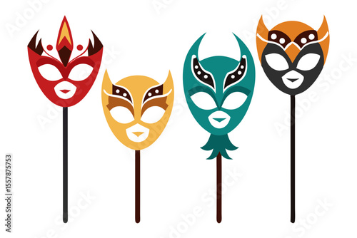 Handheld Mask on Stick  Art for Mardi Gras Celebration