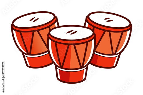 Samba Percussion Instrument Line Art for Cultural Posters