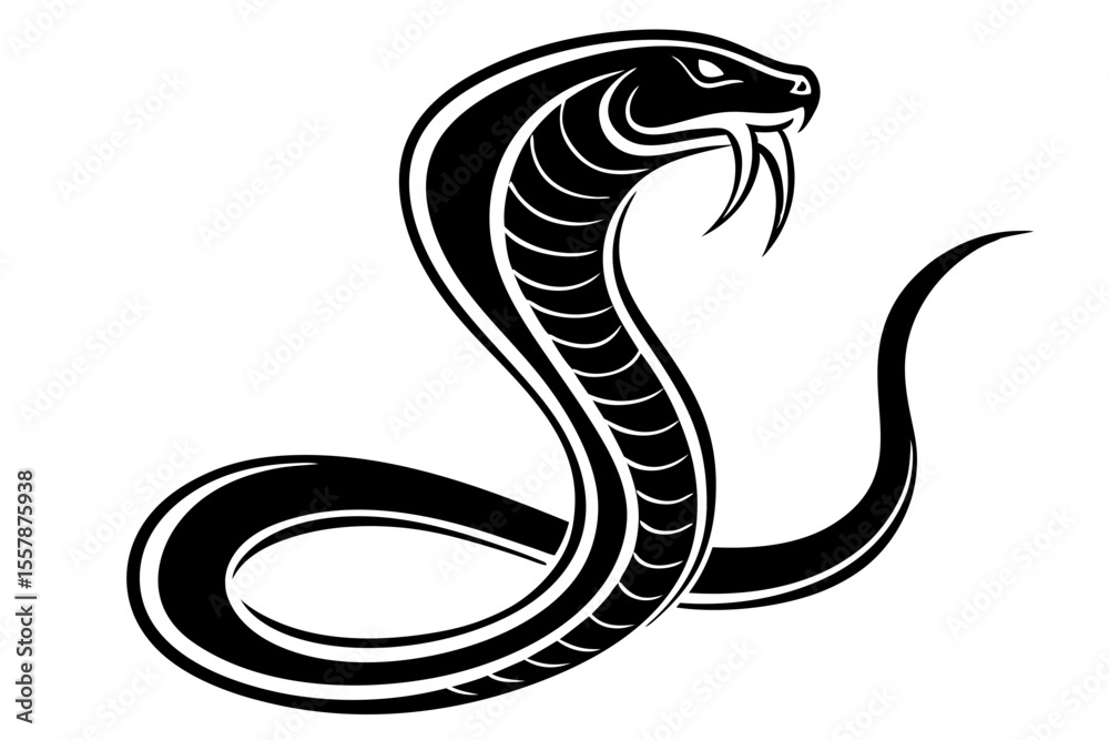 Fototapeta premium Majestic Naga Serpent Silhouette Drawing for Mythical Artwork