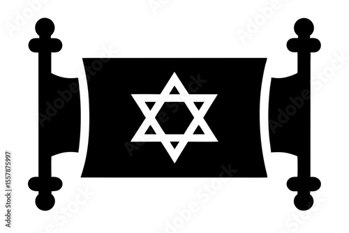 Detailed Torah Scroll Outline for Jewish Holiday Graphics