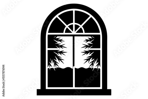 Frosty Window Silhouette Icon for Cozy Winter Designs