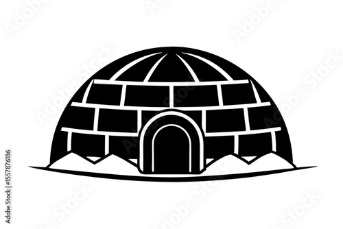 Traditional Igloo Silhouette Icon for Arctic Winter Designs